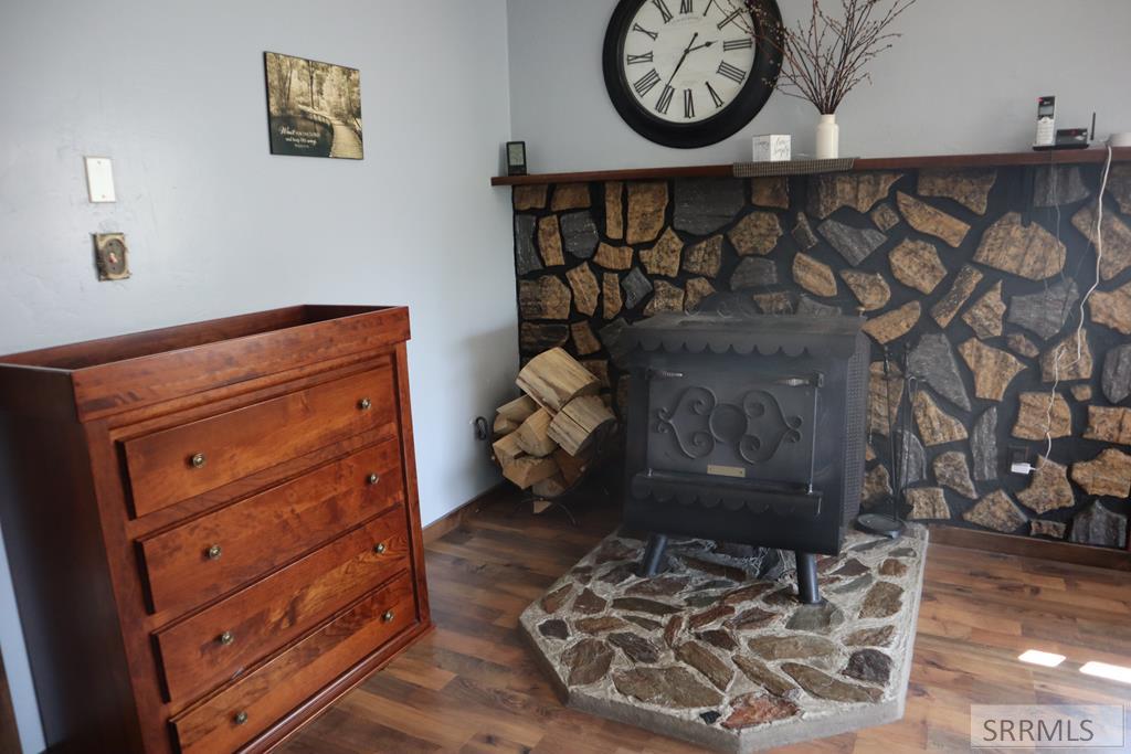Wood stove in living room 