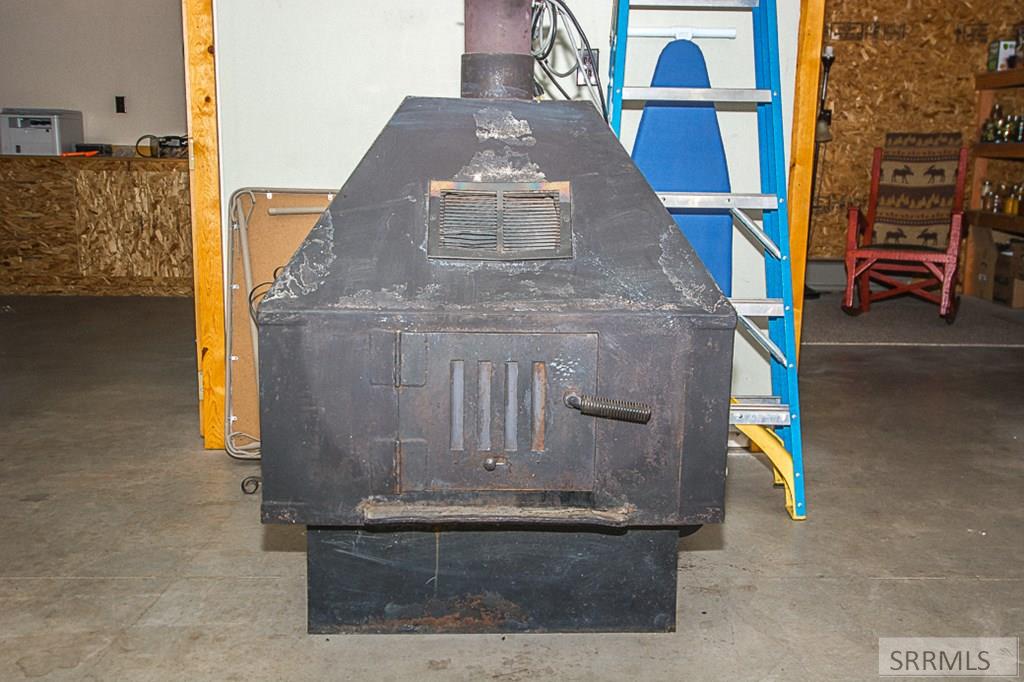 Wood stove in shop
