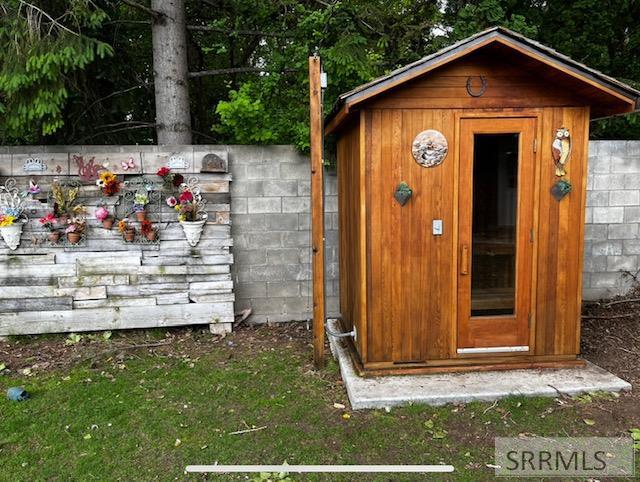 Outdoor Sauna! Brick Privacy Fence!